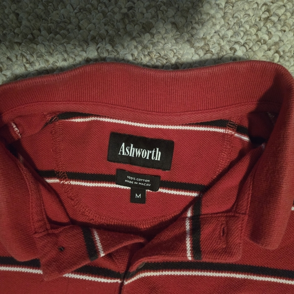 St. John's University Red Storm Red w/ Stripe Polo Shirt Size Medium Ashworth - Picture 5 of 13